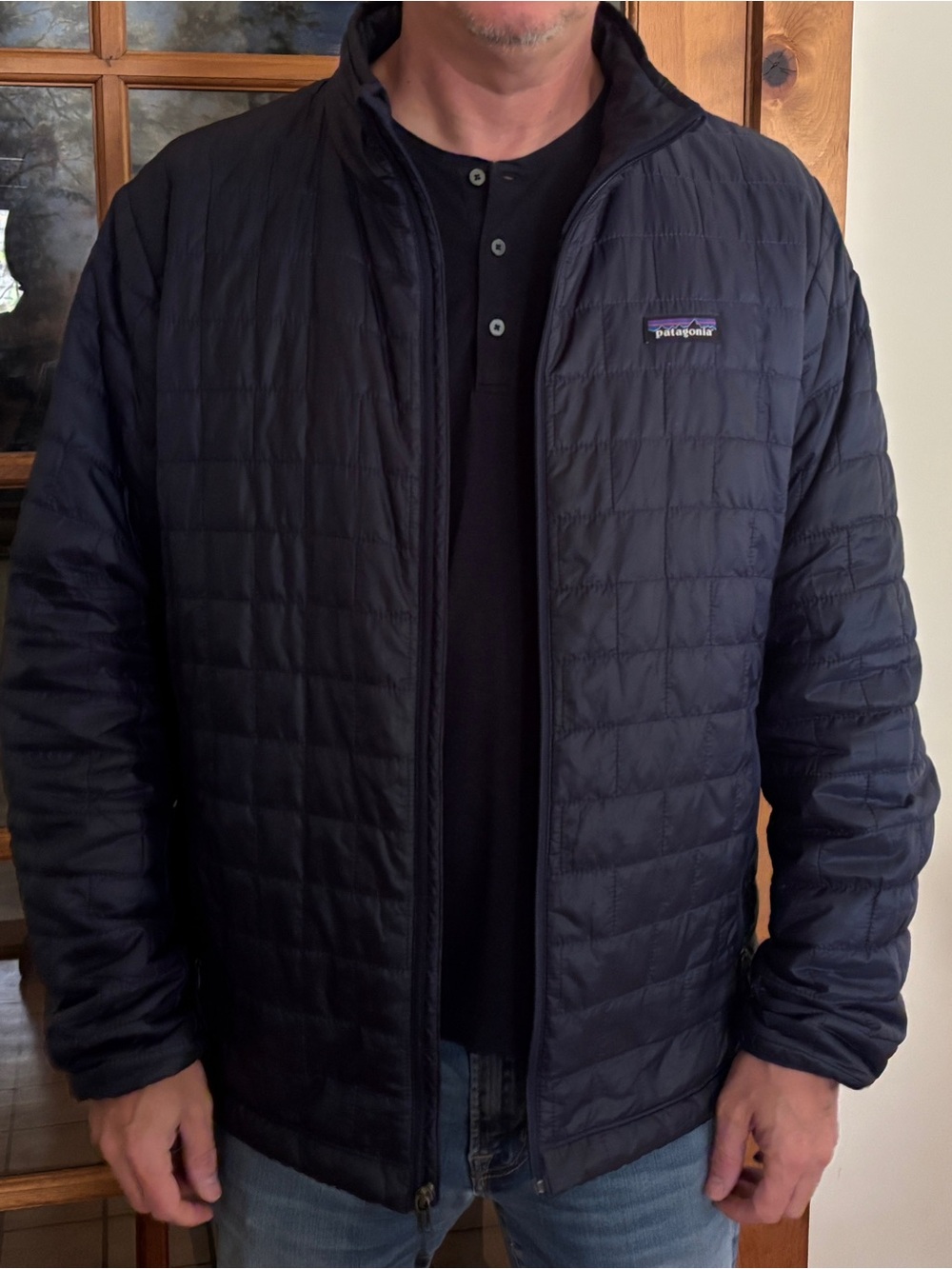 Patagonia Men’s L Nano Puff Jacket Navy Blue Lightweight Quilted Puffer LIKE NEW